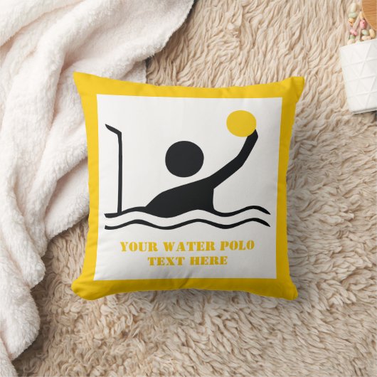 ウォーターポロプレーヤーブラックシルエットカスタム クッション (ブランケット)