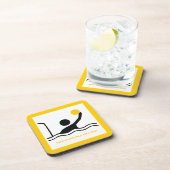 ウォーターポロプレーヤーブラックシルエットカスタム コースター (右側)