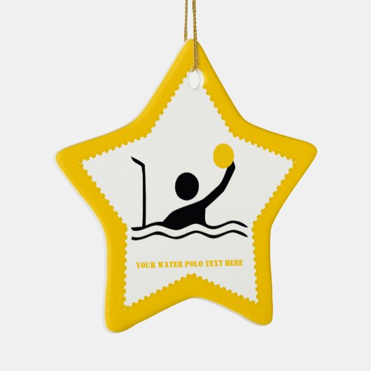ウォーターポロプレーヤーブラックシルエットカスタム セラミックオーナメント (右)