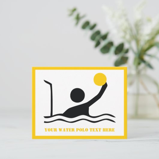 ウォーターポロプレーヤーブラックシルエットカスタム ポストカード (スタンド正面)