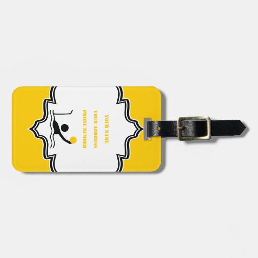 ウォーターポロプレーヤーブラックシルエットカスタム ラゲッジタグ (正面横)