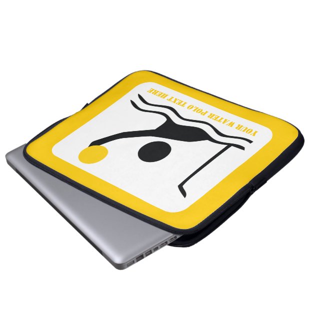 ウォーターポロプレーヤーブラックシルエットカスタム ラップトップスリーブ (正面下部)