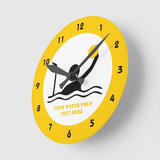 ウォーターポロプレーヤー黒シルエットカスタム ラウンド壁時計 (傾斜)
