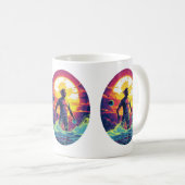 ウォーターポロ選手カラフル水球 コーヒーマグカップ (正面右)