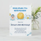 ウォーターポロ プールパーティー 男の子 誕生日 招待状 (スタンド正面)