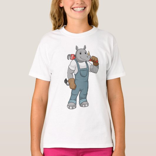 ウォーターポンププライヤーを持つ手先の器用なサイ Tシャツ (正面)