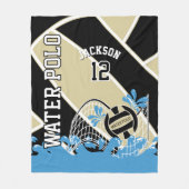 ウォーターポ‍ロ🤽 ♀️スポーツ金ゴールド、白黒Fl フリースブランケット (正面)