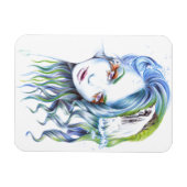 ウォーターマーメイド女性の女の子シュールファンタジーポートレート マグネット (横)