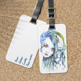 ウォーターマーメイド女性の女の子シュールファンタジーポートレート ラゲッジタグ