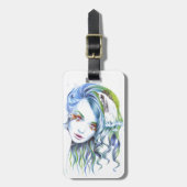 ウォーターマーメイド女性の女の子シュールファンタジーポートレート ラゲッジタグ (正面縦)