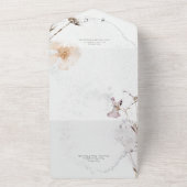 ウォーターミニマルカラーワイルドフラワーブーケディナー オールインワン招待状 (外側)