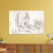 ウォーターミルアットニューベリー(鉛筆) キャンバスプリント (インサイチュ (リビング))