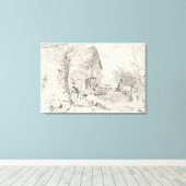 ウォーターミルアットニューベリー(鉛筆) キャンバスプリント (インサイチュ (ウッドフロア))