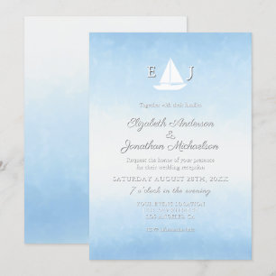 ウォーターミーツスカイ 水彩 結婚披露宴 招待状