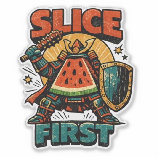 ウォーターメロン将軍 - SLICE FIRST レトロコミックスタイル シール (正面)