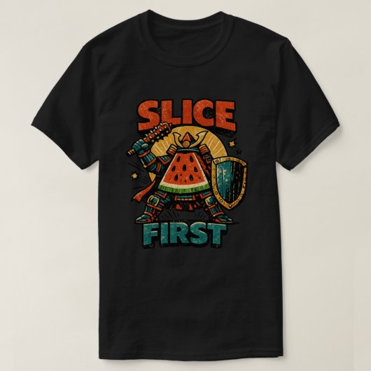 ウォーターメロン将軍 - SLICE FIRST レトロコミックスタイル Tシャツ (デザイン正面)