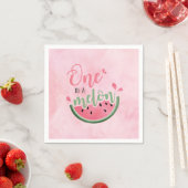 ウォーターメロン水彩1歳の誕生日おめでとう One in a Melon スタンダードカクテルナプキン (インサイチュ)
