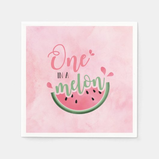 ウォーターメロン水彩1歳の誕生日おめでとう One in a Melon スタンダードカクテルナプキン (正面)