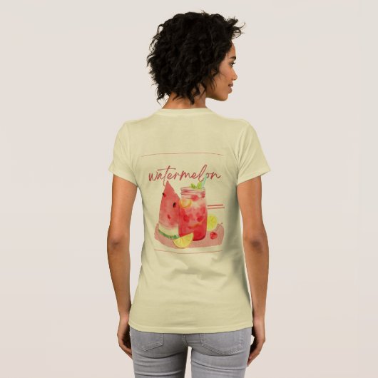 ウォーターメロン レモネード 水彩アート Tシャツ (裏面フル)