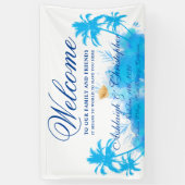 ウォーターモダンカラーアイランドビーチパームスウェルカム 横断幕 (縦)