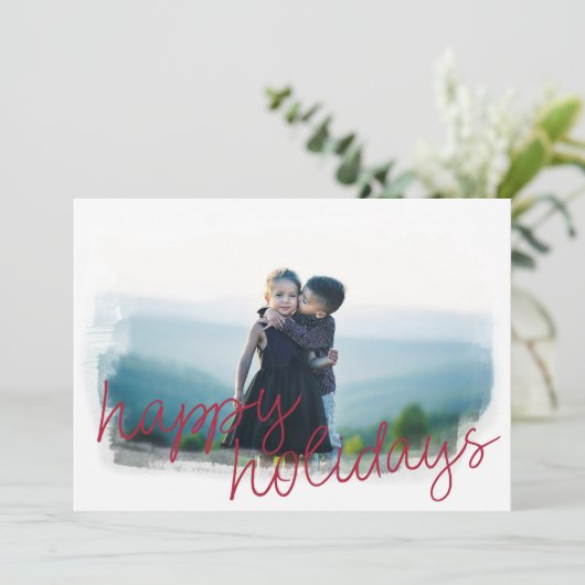 ウォーターモダンカラーエッジハッピーホリデーズフォトカード シーズンカード (スタンド正面)