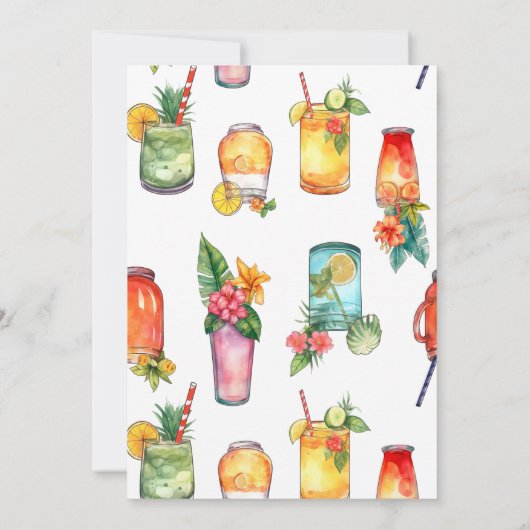 ウォーターモダンカラーカクテルバースデーパーティー 招待状 (裏面)