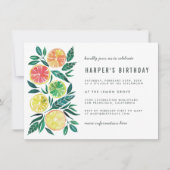 ウォーターモダンカラーシトラスバースデーパーティー招待 招待状 (正面)