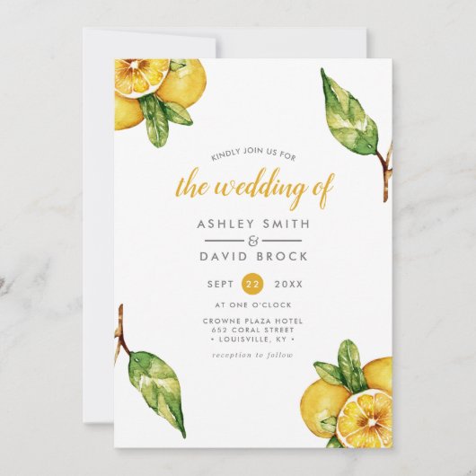 ウォーターモダンカラーシトラスレモン結婚式招待状 招待状 (正面)