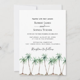 ウォーターモダンカラーパームツリー結婚式招待状 招待状