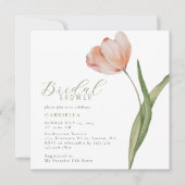 ウォーターモダンカラーピーチチューリップブライダルシャワー 招待状 (正面)