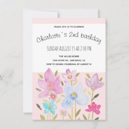 ウォーターモダンカラーワイルドフラワーイラストレーション 案内状