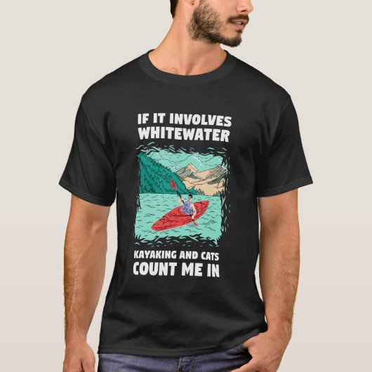 ウォーターラフティングと猫に関係するなら僕も入れて Tシャツ (正面)