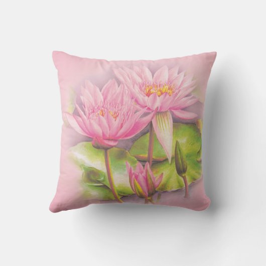 ウォーターリイ素晴らしアートピンクの植物装飾用クッション クッション (裏面)
