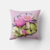 ウォーターリイ素晴らしアートピンクの植物装飾用クッション クッション (裏面)