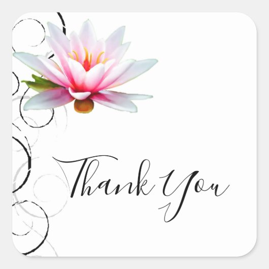 ウォーターリリーありがとうステッカー スクエアシール (正面)