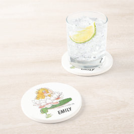 ウォーターリリーかわいい花の子フローラ妖女の子 コースター