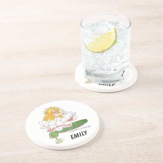 ウォーターリリーかわいい花の子フローラ妖女の子 コースター (側面)