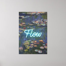ウォーターリリーのリミックス – ネオンの「FLOW」ウォールアートとギフト キャンバスプリント