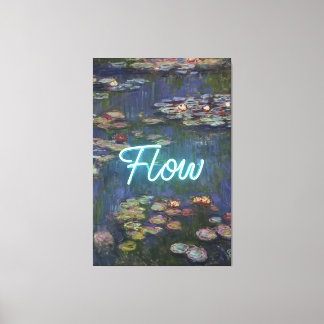 ウォーターリリーのリミックス – ネオンの「FLOW」ウォールアートとギフト キャンバスプリント
