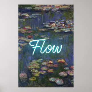 ウォーターリリーのリミックス – ネオン「FLOW」ウォールアート&ギフト ポスター