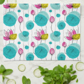 ウォーターリリーパッド花はっきりした鮮やかな色の皿 キッチンタオル (折り畳み)