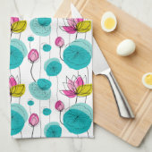 ウォーターリリーパッド花はっきりした鮮やかな色の皿 キッチンタオル (四つ折り)