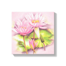 ウォーターリリーピンクのキャンバス素晴らしアートプリント