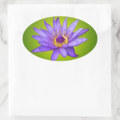 ウォーターリリーフラワーポンド水中競技パープルウォーター開花 楕円形シール (バッグ)