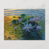 ウォーターリリーブルー&パープルバイクロードモネ，サンセット ポストカード (正面)