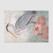 ウォーターリリーポンドグレーヘロンヴィンテージデカップアート 薄葉紙 (正面)