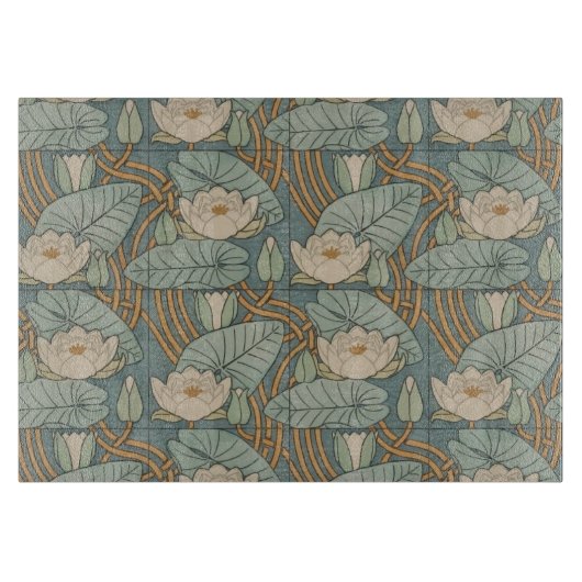 ウォーターリリーリリーアールヌーボー自然 カッティングボード (正面)