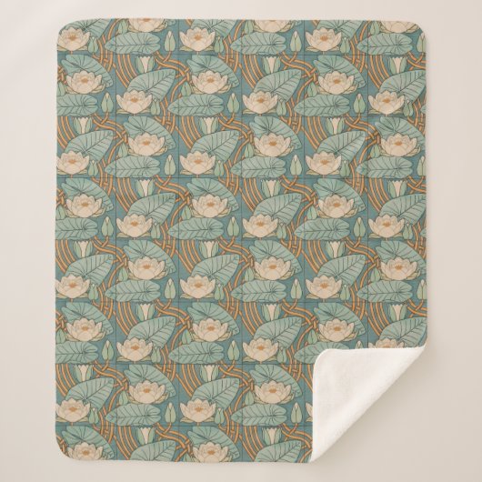 ウォーターリリーリリーアールヌーボー自然 シェルパブランケット (正面)