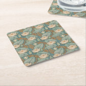 ウォーターリリーリリーアールヌーボー自然 スクエアペーパーコースター (アングル)