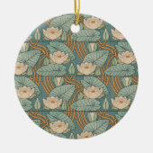 ウォーターリリーリリーアールヌーボー自然 セラミックオーナメント (正面)